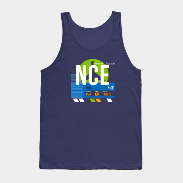 Nice (NCE) Airport // Retro Sunset Baggage Tag Tank Top by Now Boarding
